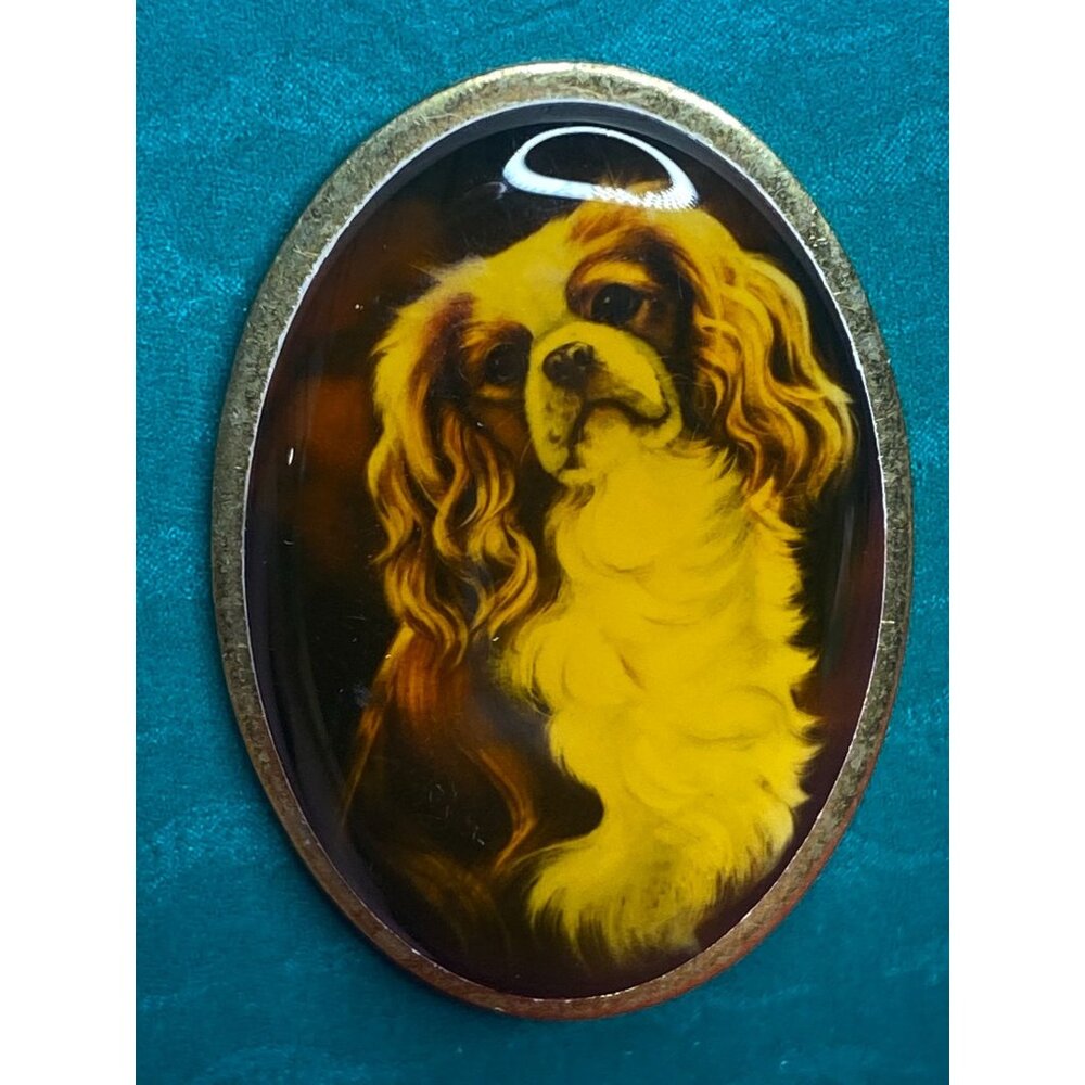 King Charles Spaniel Portrait Enamel Lapel Pin Pollyanna Pickering Collection Ot